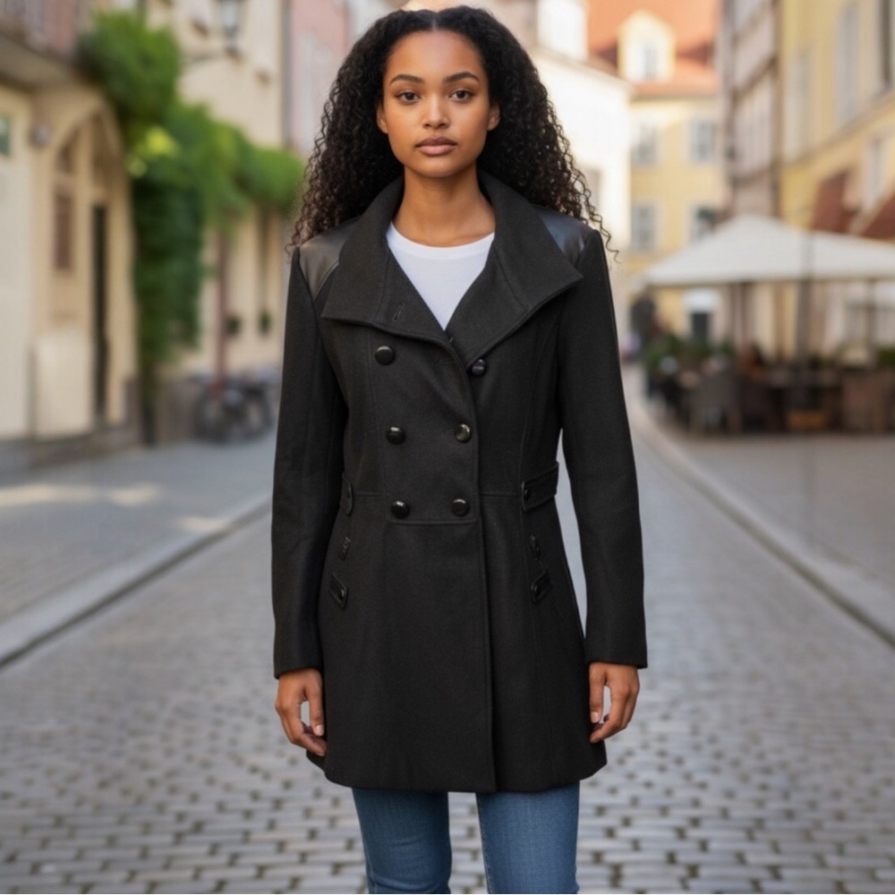 La Nouvelle Black Double-Breasted Trench Coat size XL